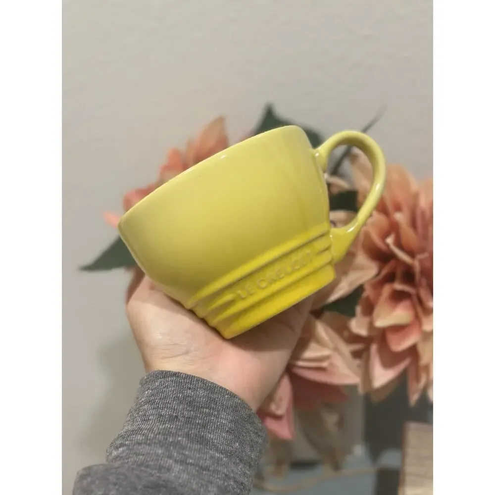 Le Creuset Stoneware Giant Cappuccino Cups Coffee Mugs Set of 2 ~ SOLEIL Yellow